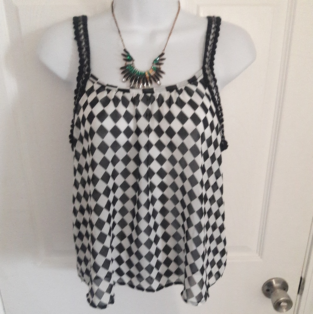 Must Have Black and White Checkered Crop Top